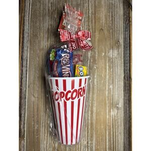 MSRF, Inc. Movie Night Gift Basket with Popcorn, Candy & Reusable Popcorn Bucket